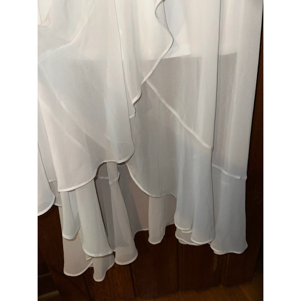 Women’s Floral Lace Dress Elegant V Neck Ruffle zip back White XL Beach wedding - Picture 14 of 14